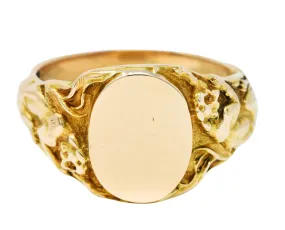 1900 Victorian 14 Karat Gold Men's Jaguar Signet Ring