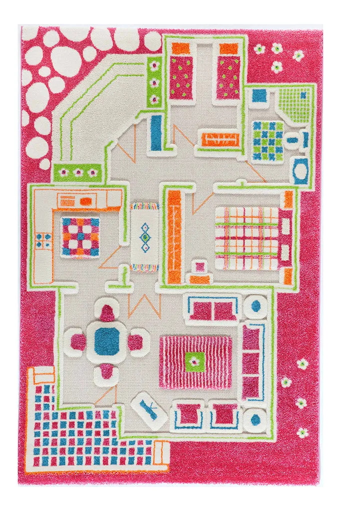 3D Play Rug - Playhouse Pink (Medium)