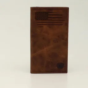 Ariat Medium Brown Flag Patch Rodeo Wallet