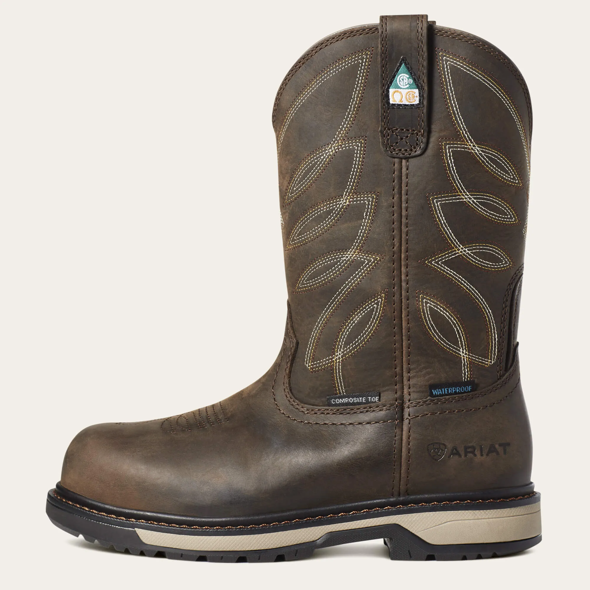 Ariat Women's Riveter Pull-On Comp Toe CSA WP PR Work Boot - Brown - 10035774