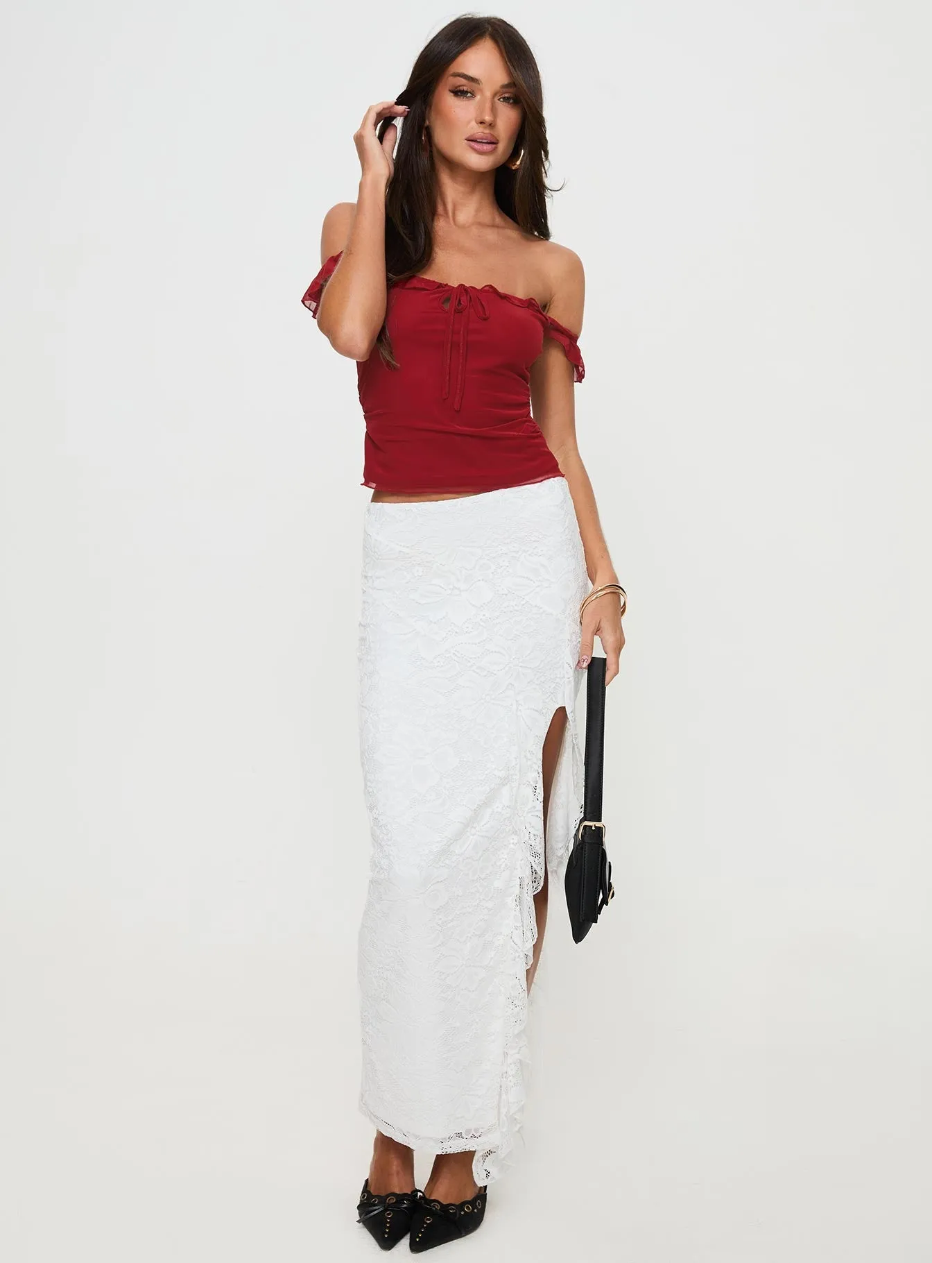 Ayaan Off The Shoulder Top Red