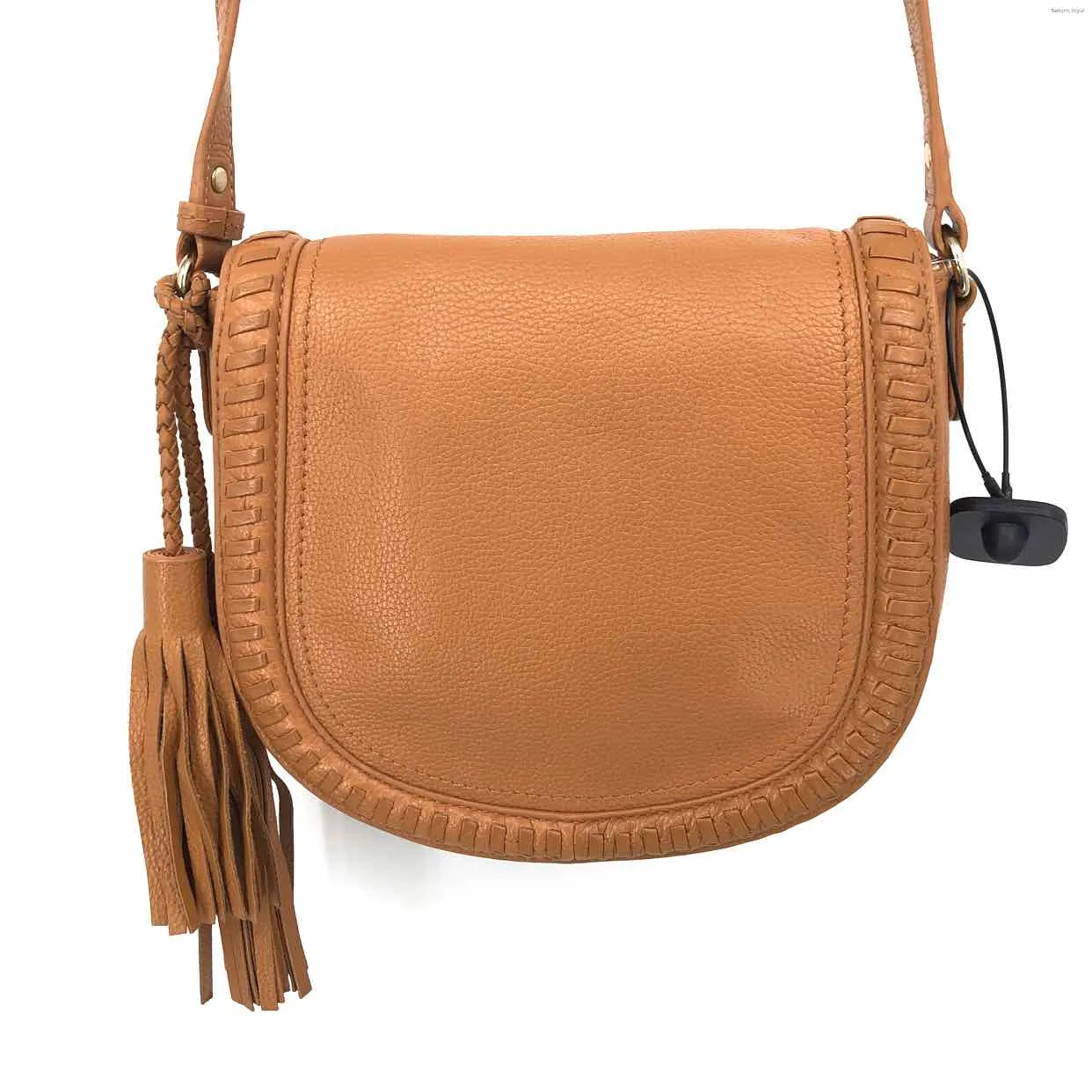 BARNEY'S Tan Pebbled Leather Pre Loved Crossbody Purse