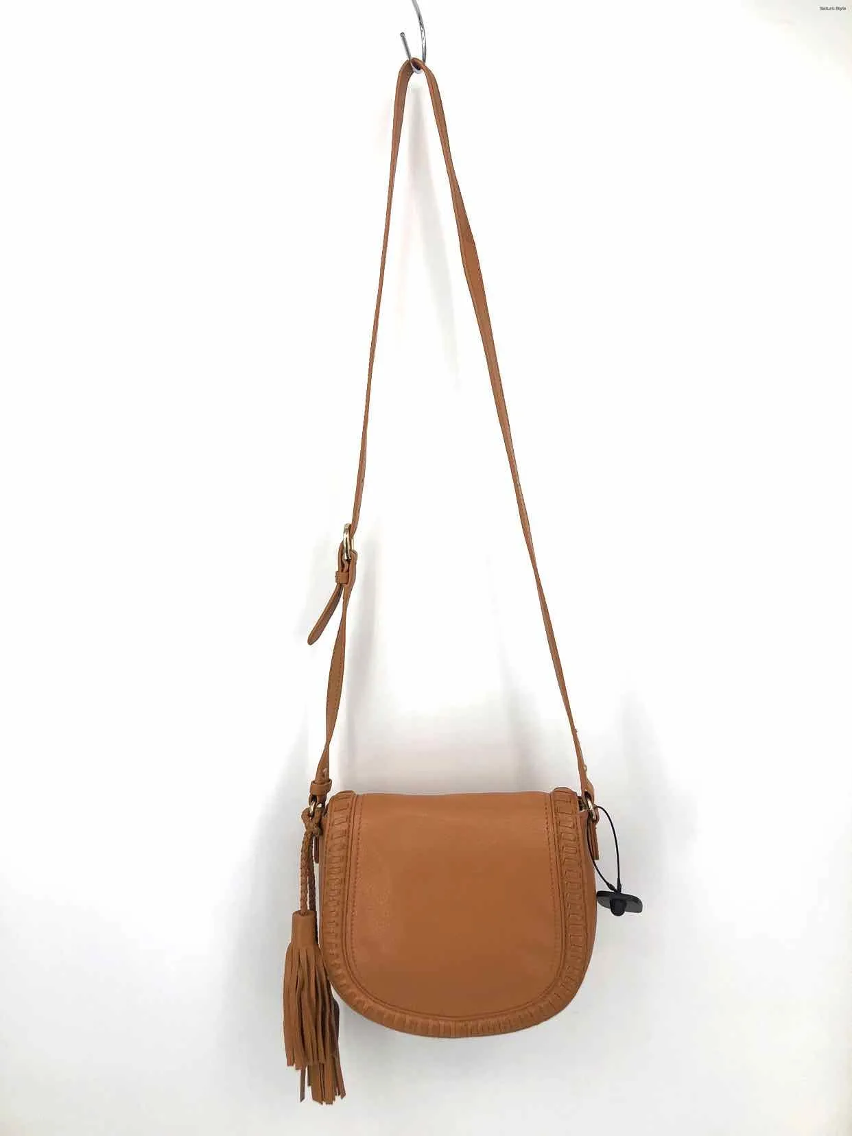 BARNEY'S Tan Pebbled Leather Pre Loved Crossbody Purse