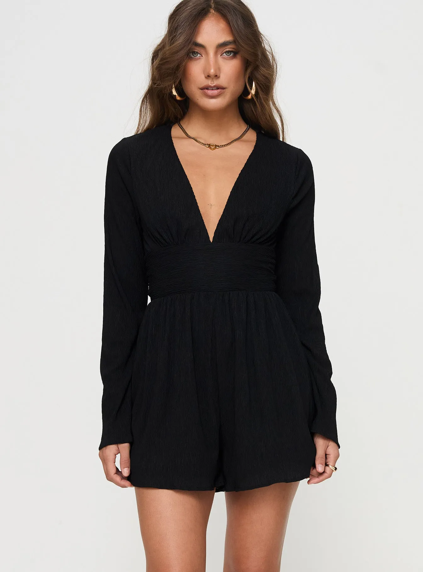 Bernardi Long Sleeve Playsuit Black