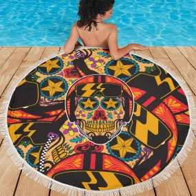 Biker Sugar Skull Beach Blanket Towel