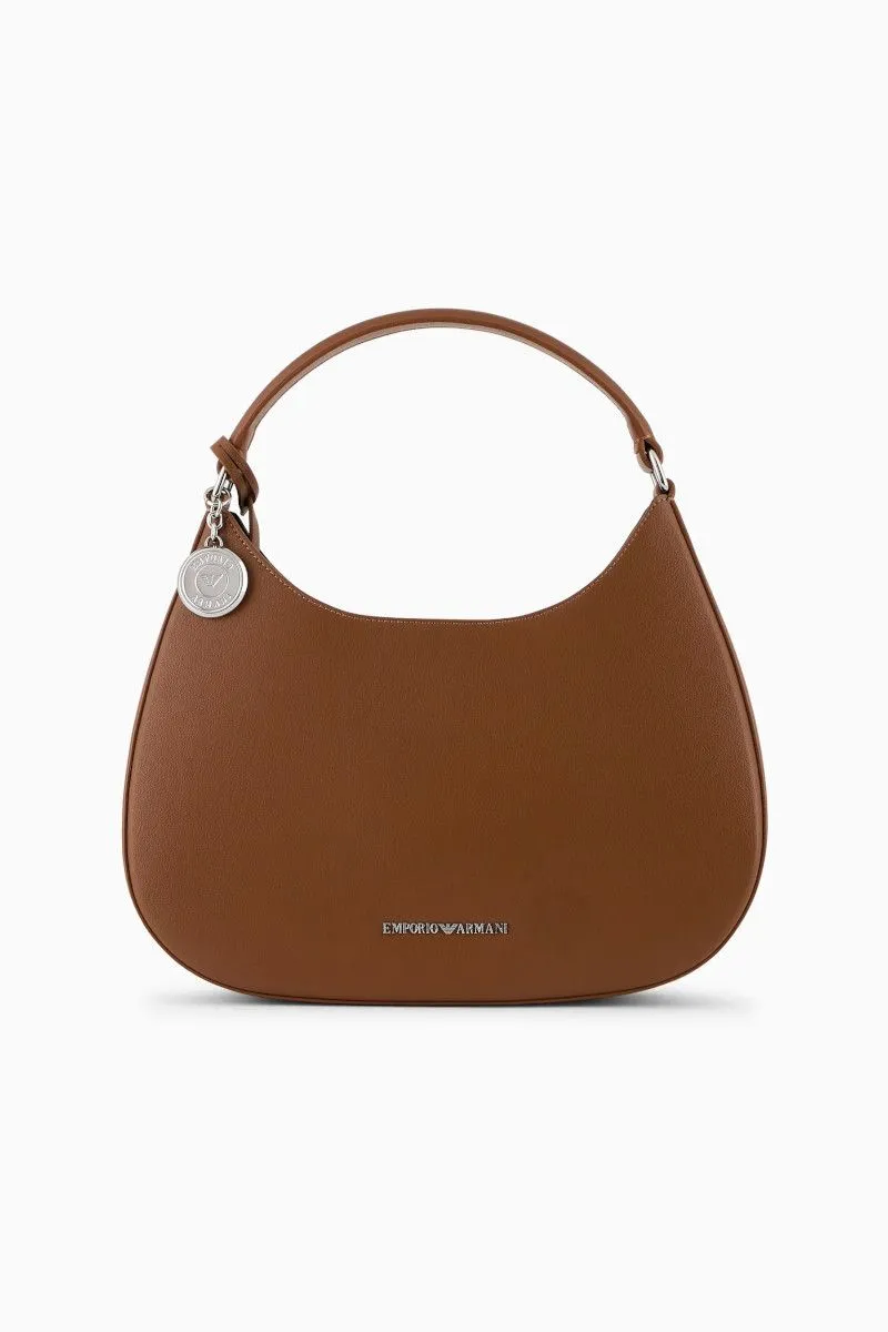 Borsa hobo in pelle riciclata micro granata donna Marrone