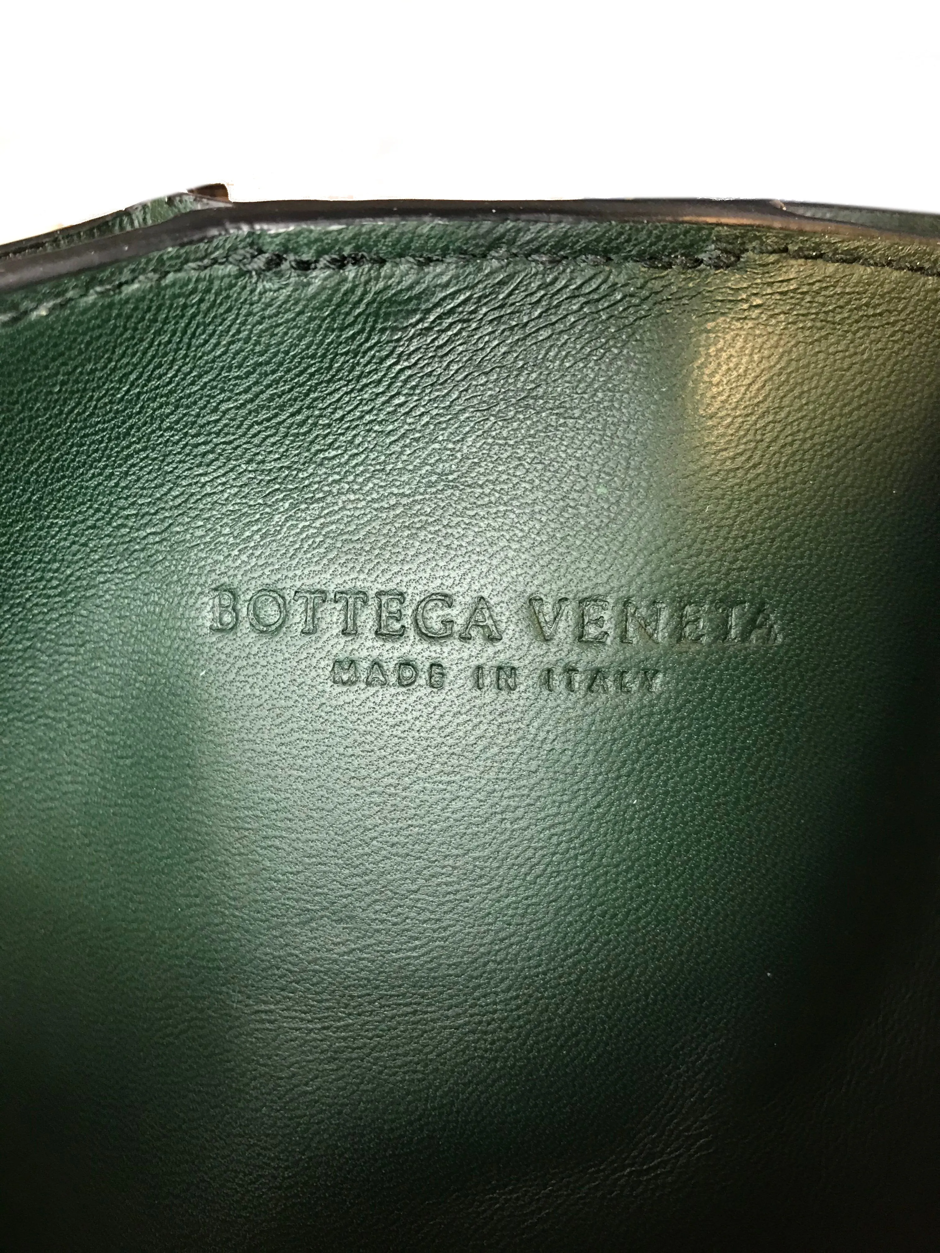 Bottega Veneta Dark Green Crocodile Flap Bag NEW