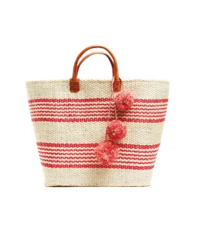 Carcas Pom Pom Tote in Coral Stripe