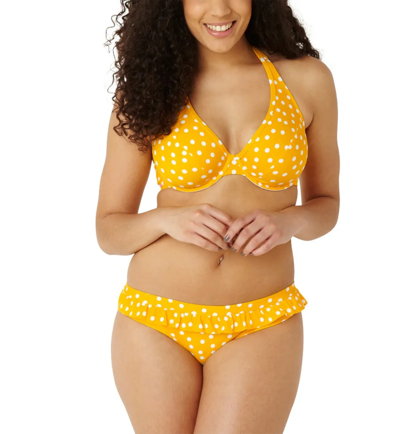 Cleo by Panache Betty Frill Swim Brief (CW0039) - Yellow Spot