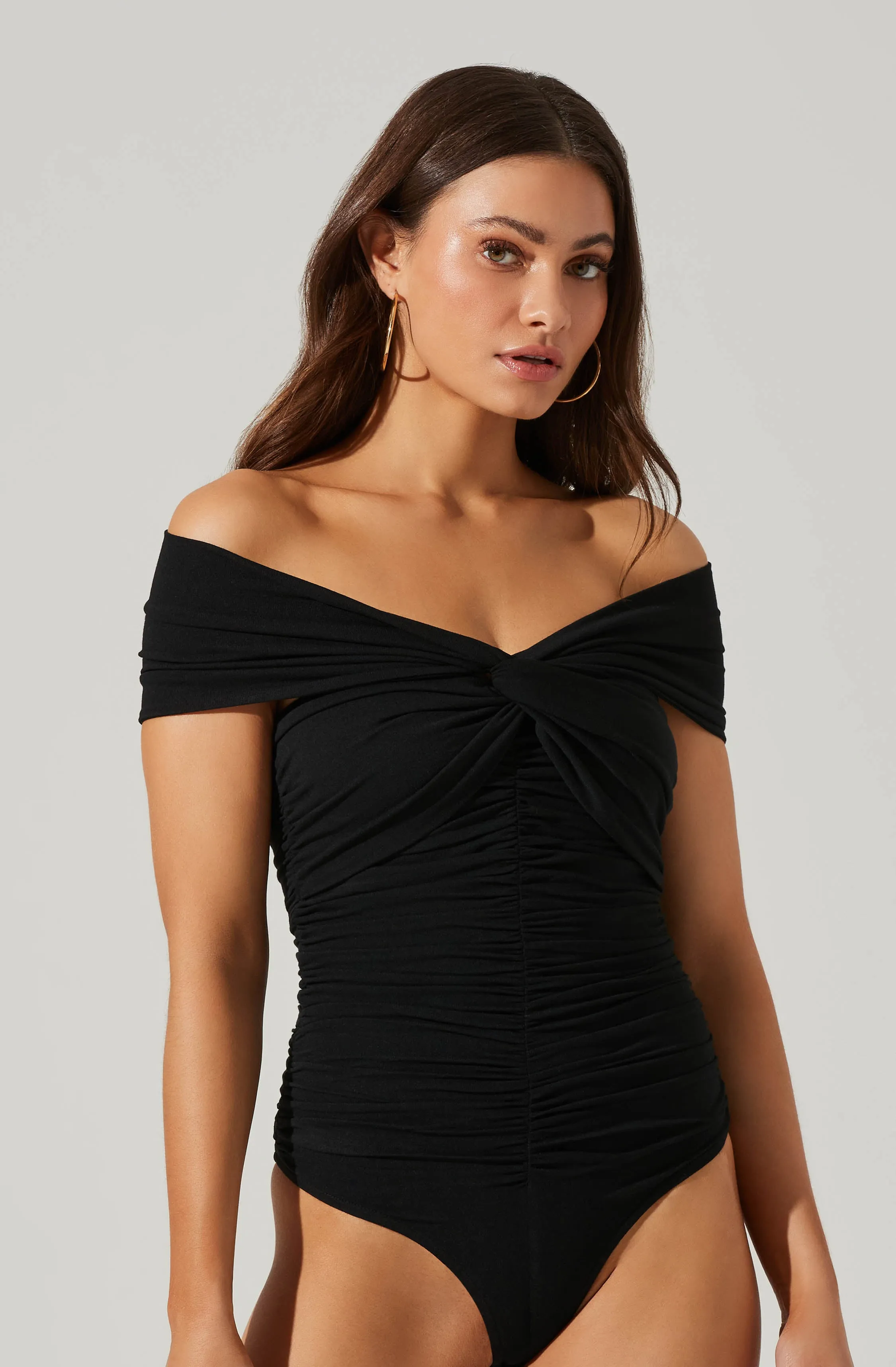 Cornelia Ruched Off Shoulder Bodysuit