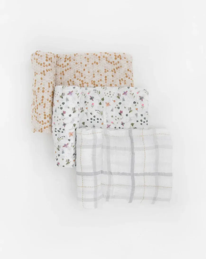 Cotton Swaddle Set, Garden Bees