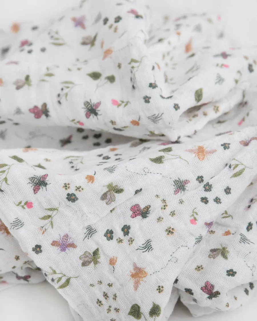 Cotton Swaddle Set, Garden Bees