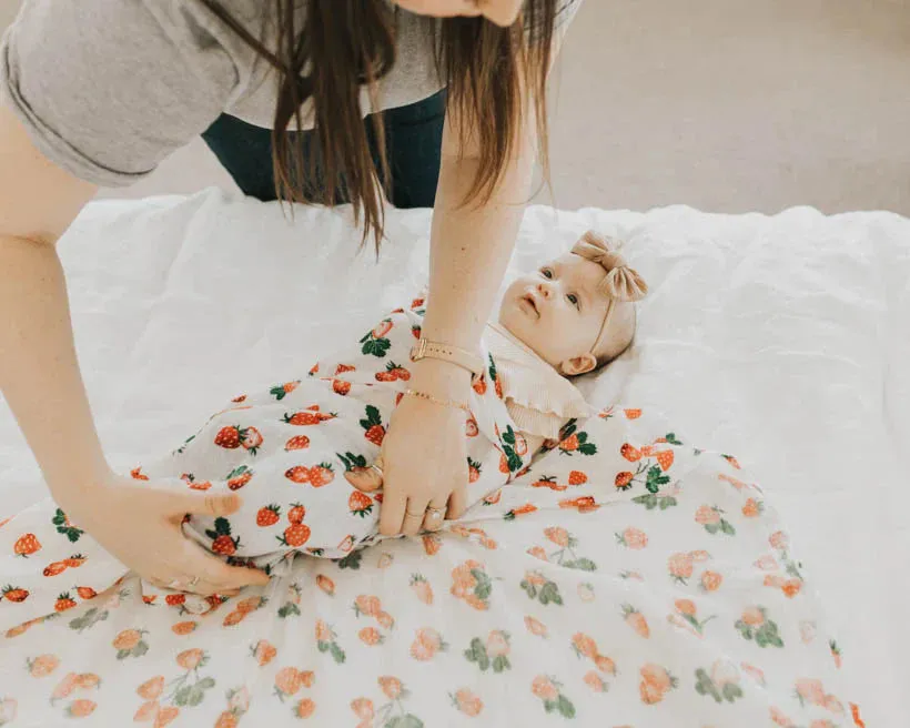 Cotton Swaddle, Strawberry Patch