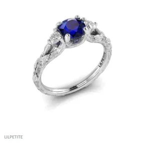 Deep Blue -  Three stone Blue Sapphire engagement ring