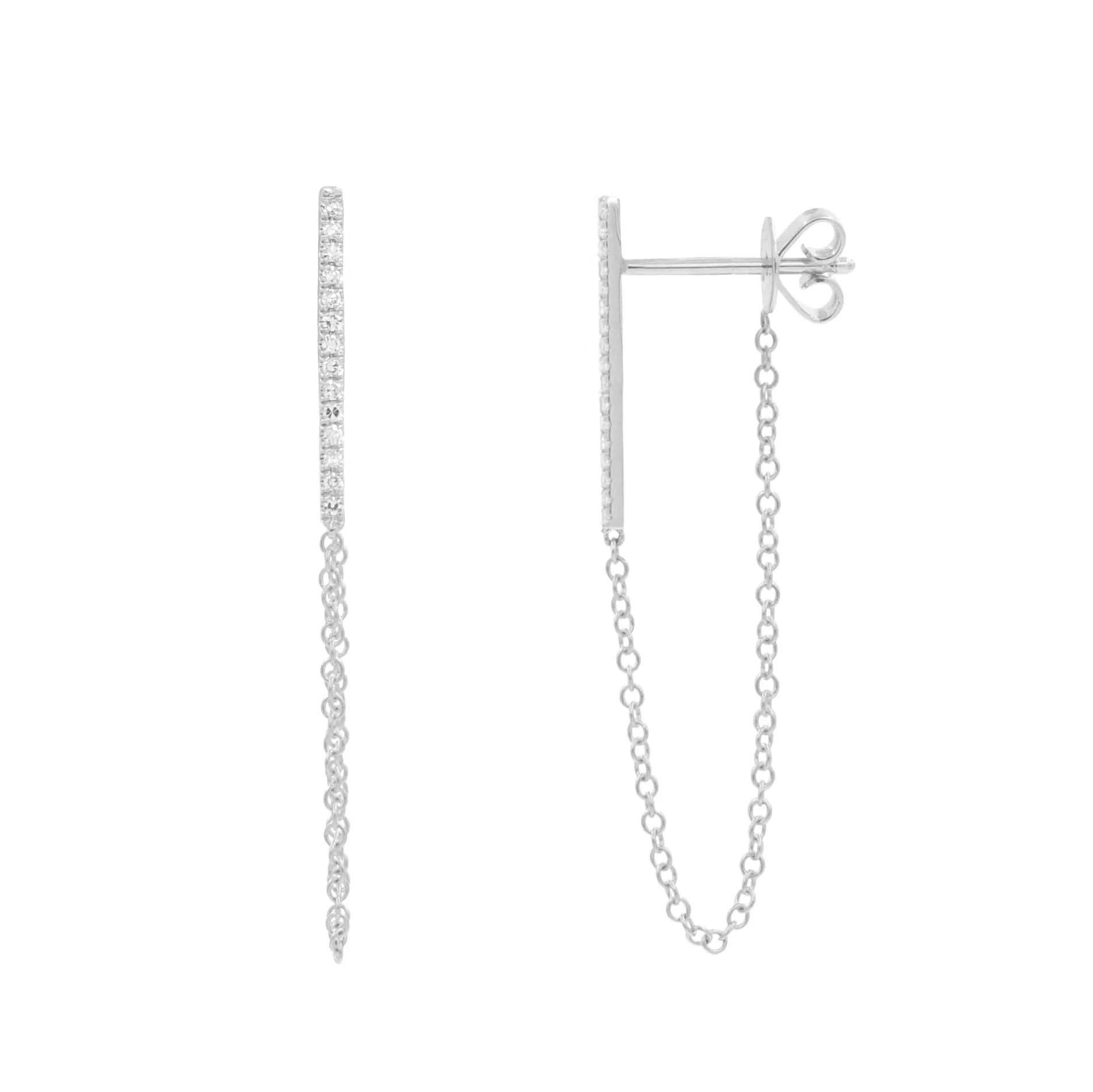 Diamond Bar Chain Earring Studs