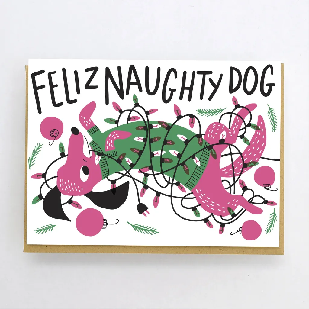 Feliz Naughty Dog Holiday Card