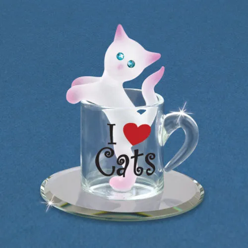 Glass Kitty Cup Figurine