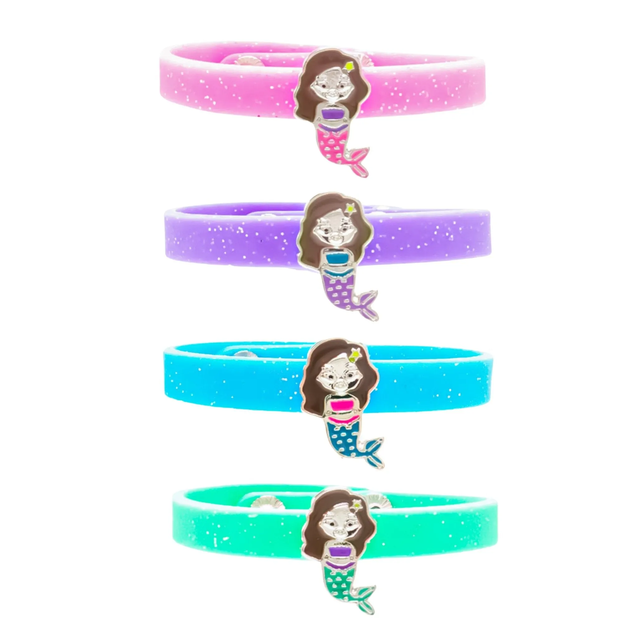 Glitter Mermaid Charm Bracelets - 4 Pack