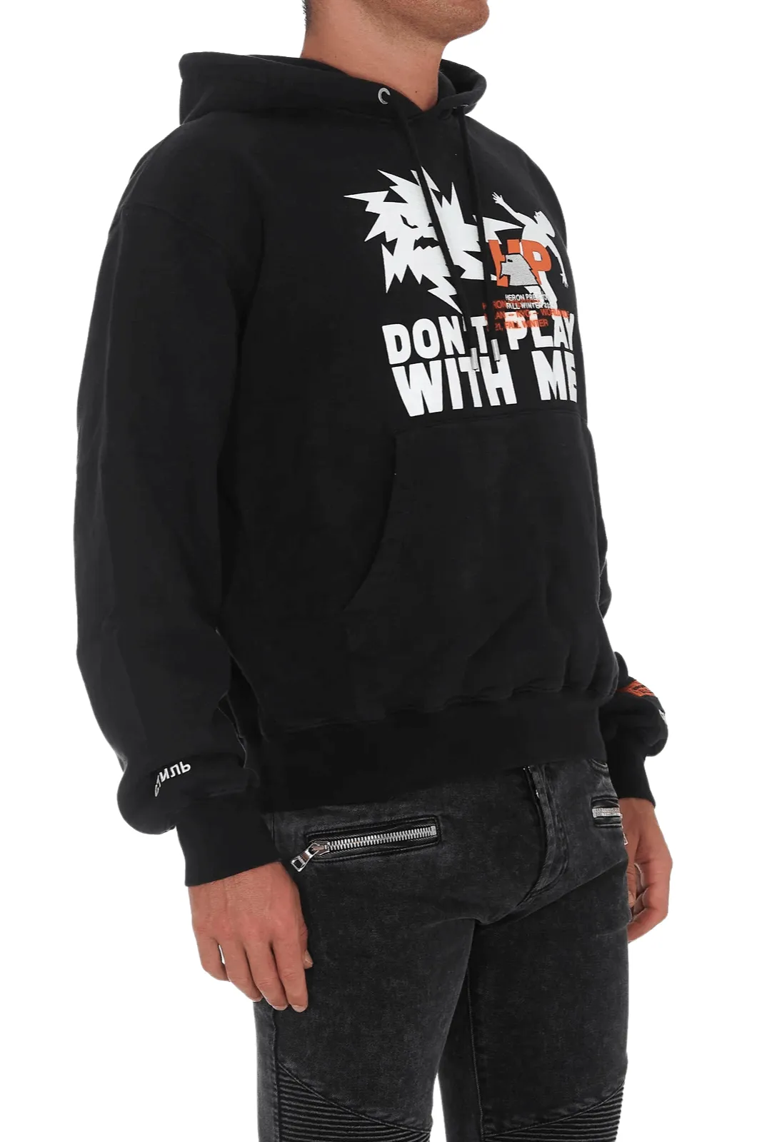 Heron Preston Graphic Slogan Printed Black Hoodie