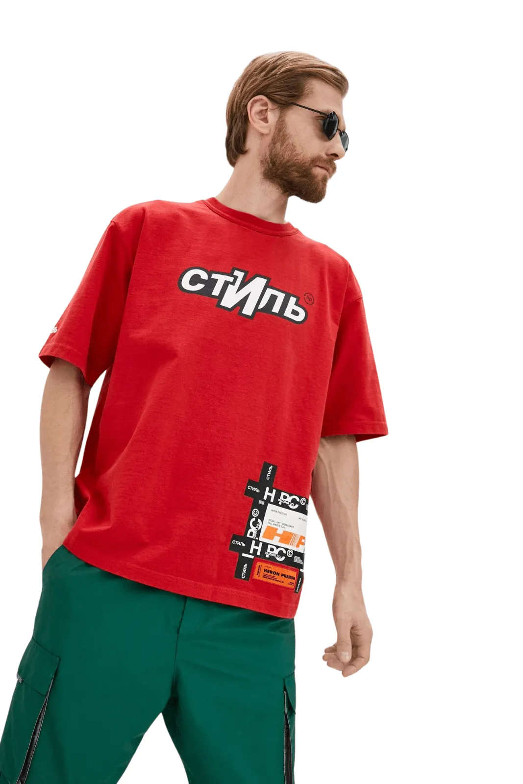 Heron Preston Tape Patch Logo T-Shirt Red