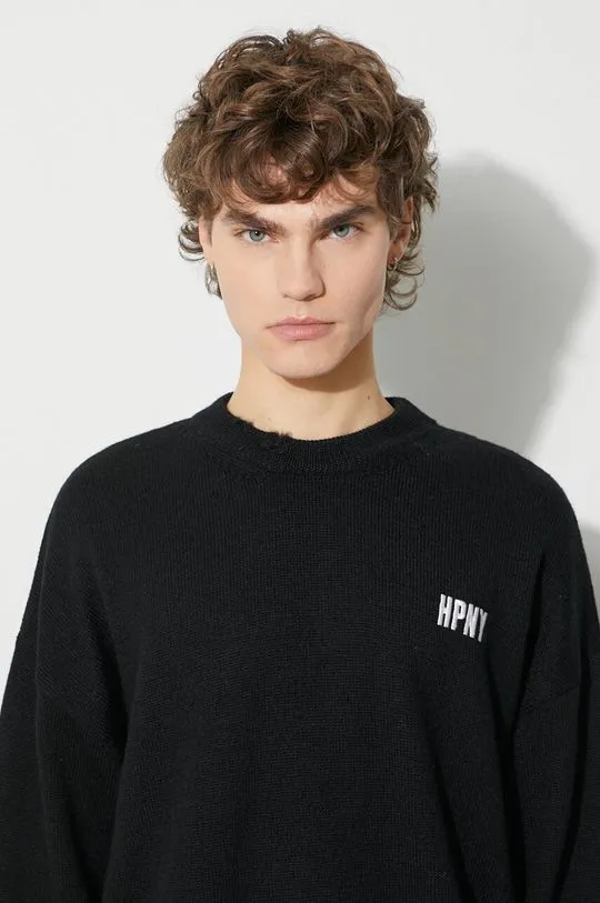 Heron Preston wool jumper Shredded Knit Crewneck men’s black color HMHE011F23KNI0011001