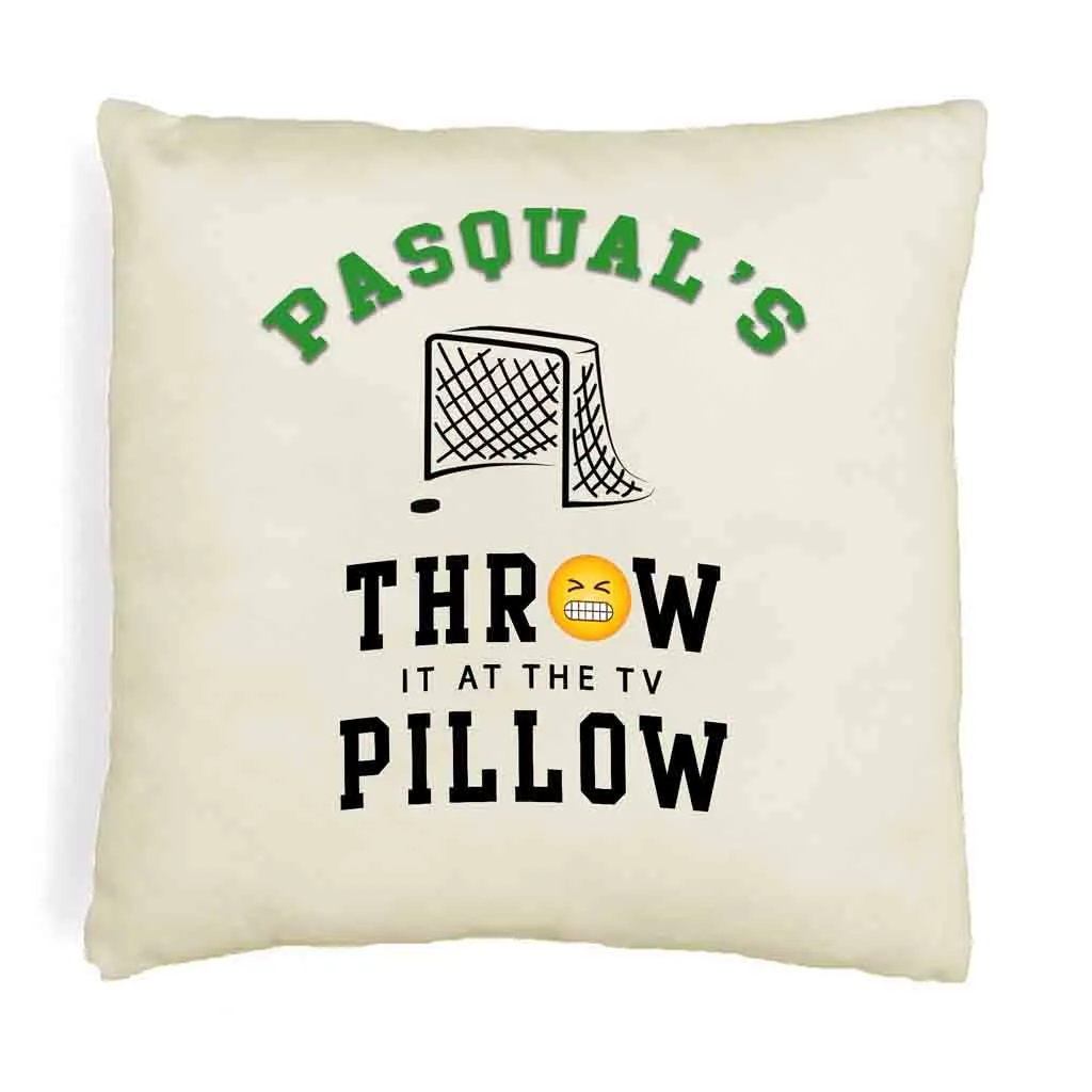 Hockey Fan Personalized Throw it at the TV Pillow Cover