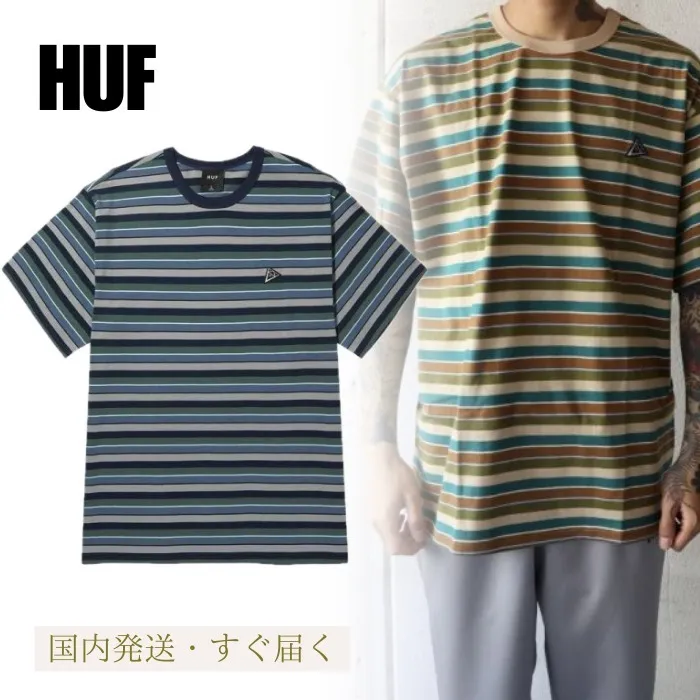 HUF  |Crew Neck Street Style Plain Cotton Short Sleeves Oversized