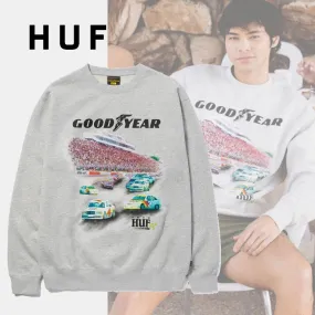 HUF  |Studded Street Style Leather Skater Style Sweatshirts