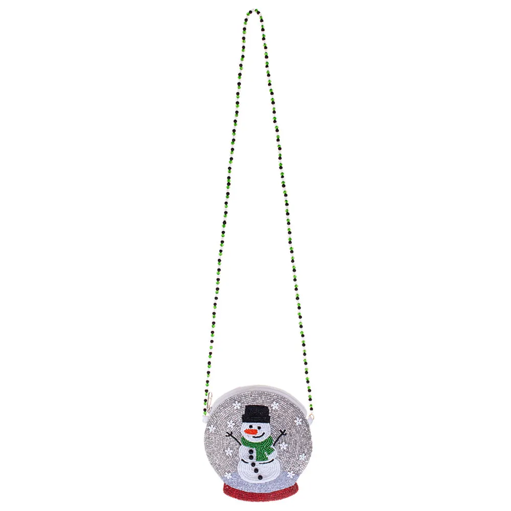 iLLASPARKZ Christmas Snowman Beaded Mini Crossbody Bag