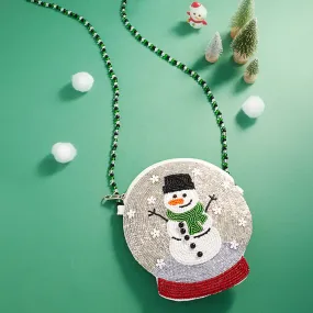 iLLASPARKZ Christmas Snowman Beaded Mini Crossbody Bag