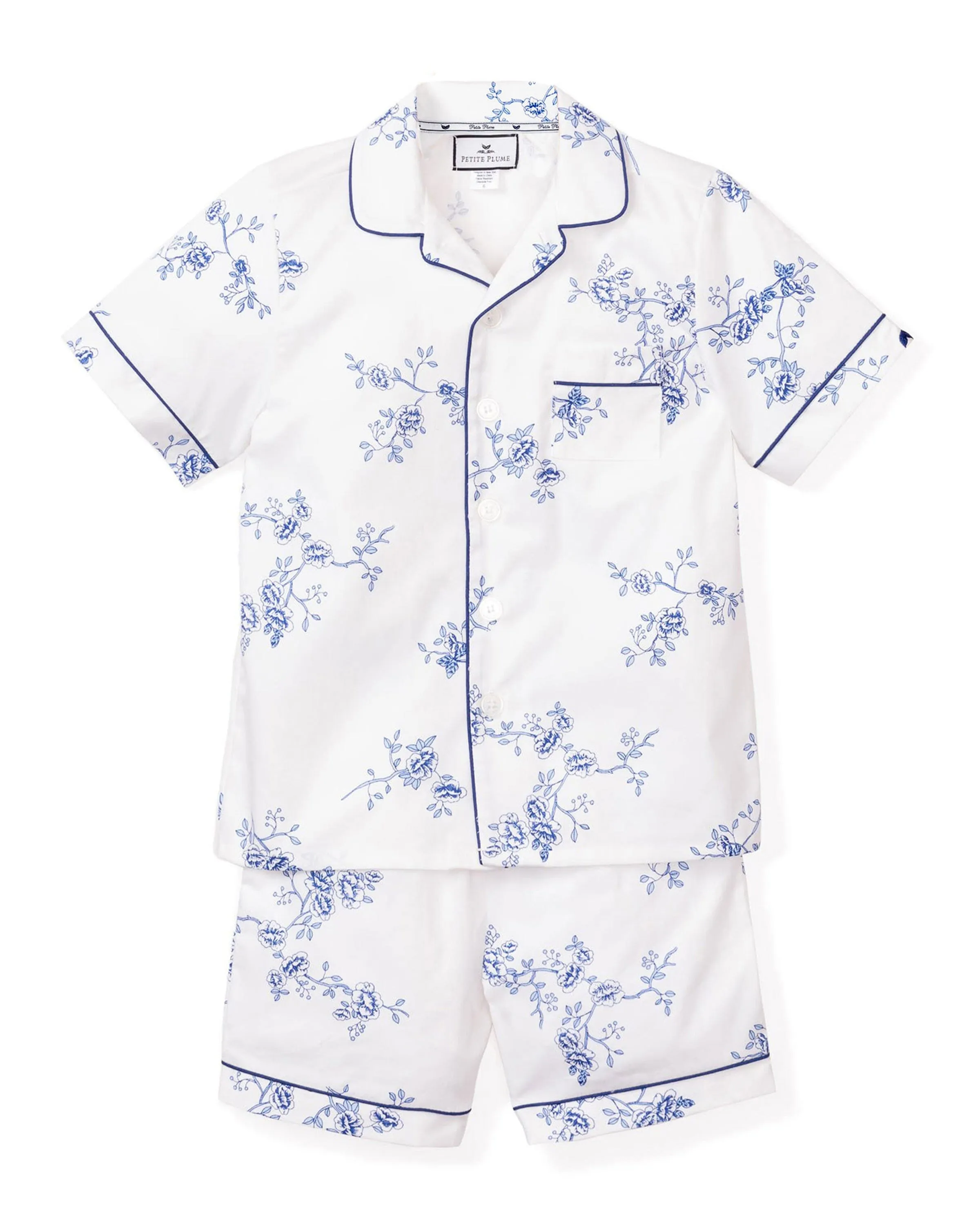 Kid's Twill Pajama Short Set | Indigo Floral