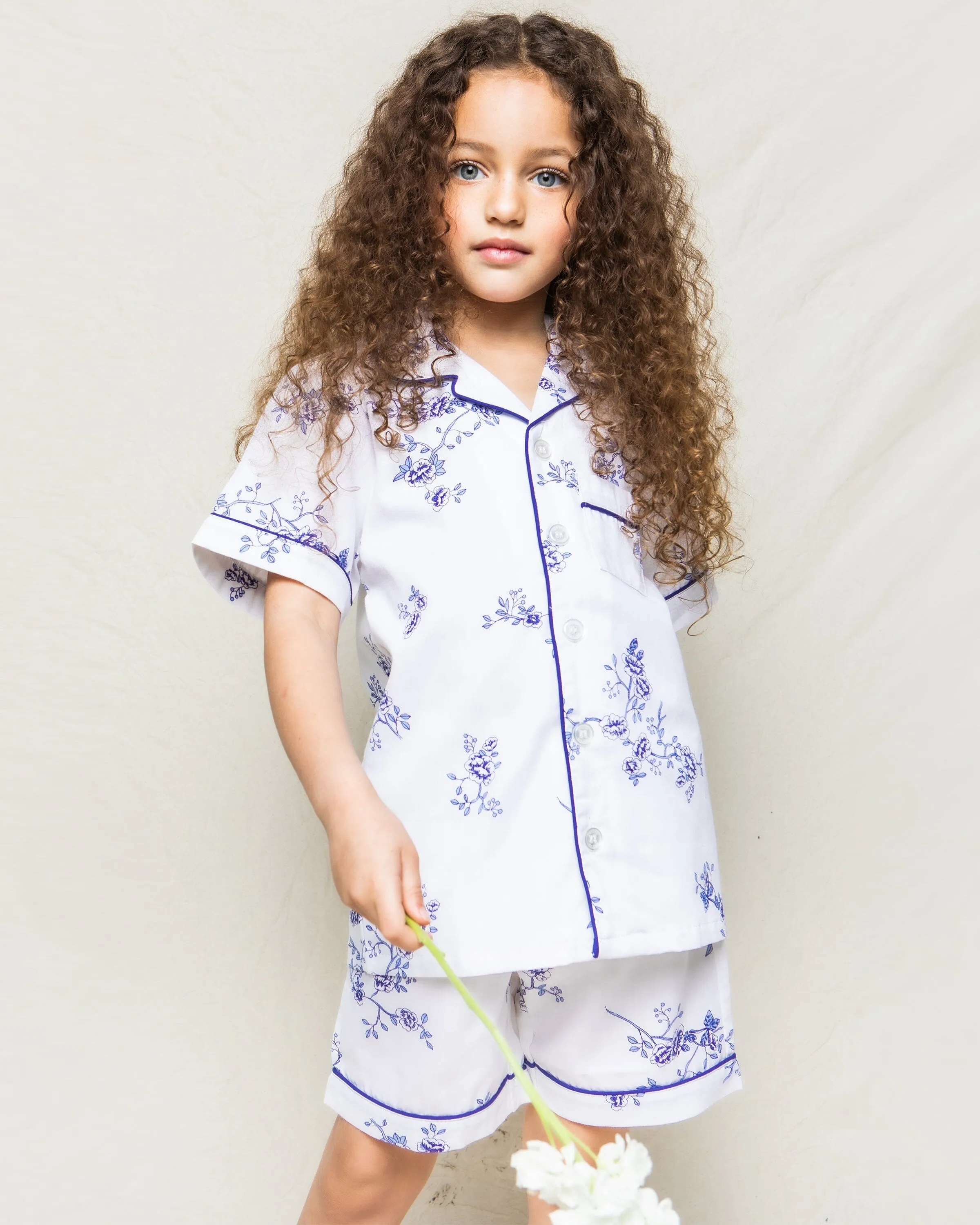 Kid's Twill Pajama Short Set | Indigo Floral