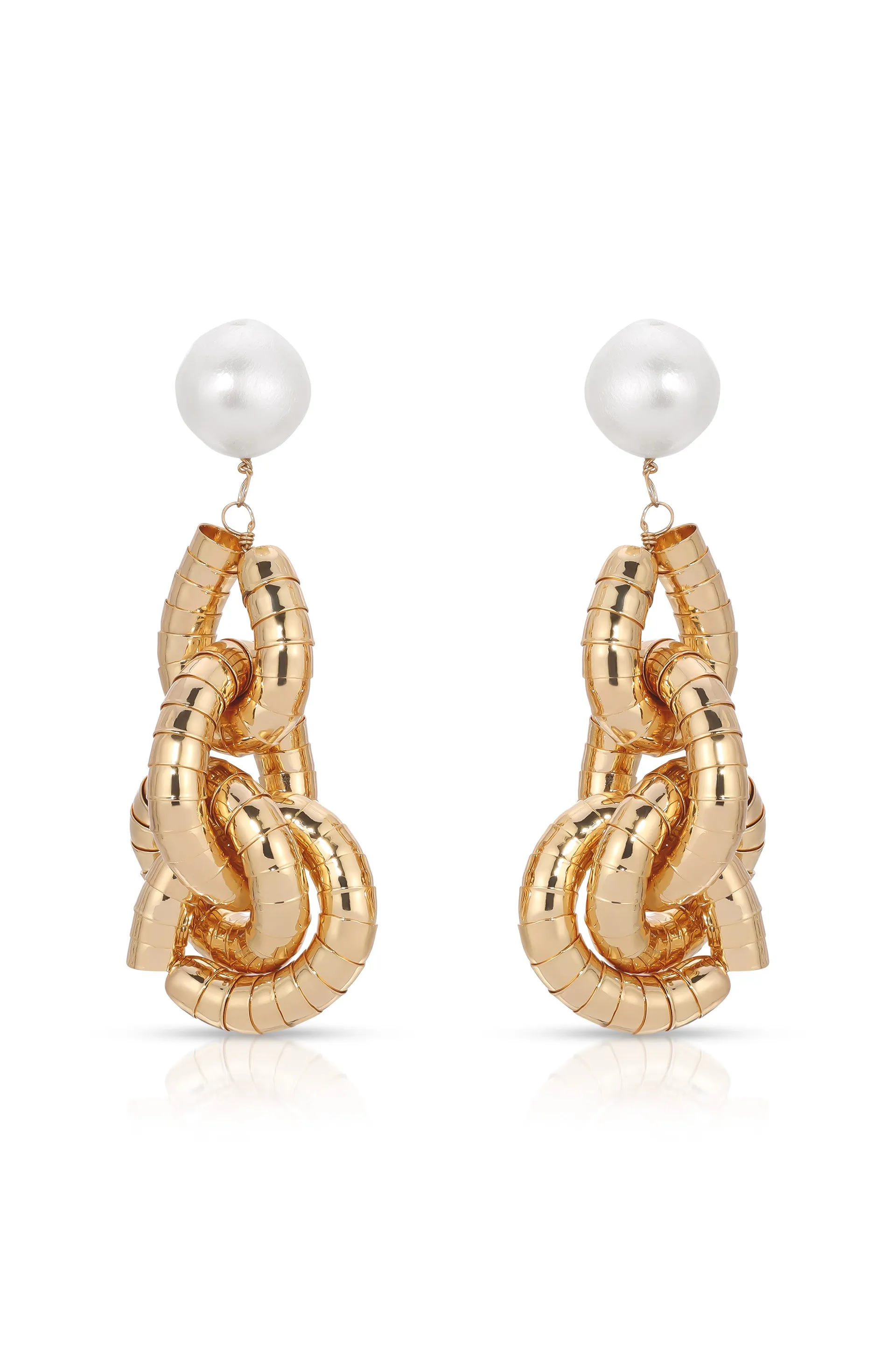 Liquid Gold Pearl Drop Earrings