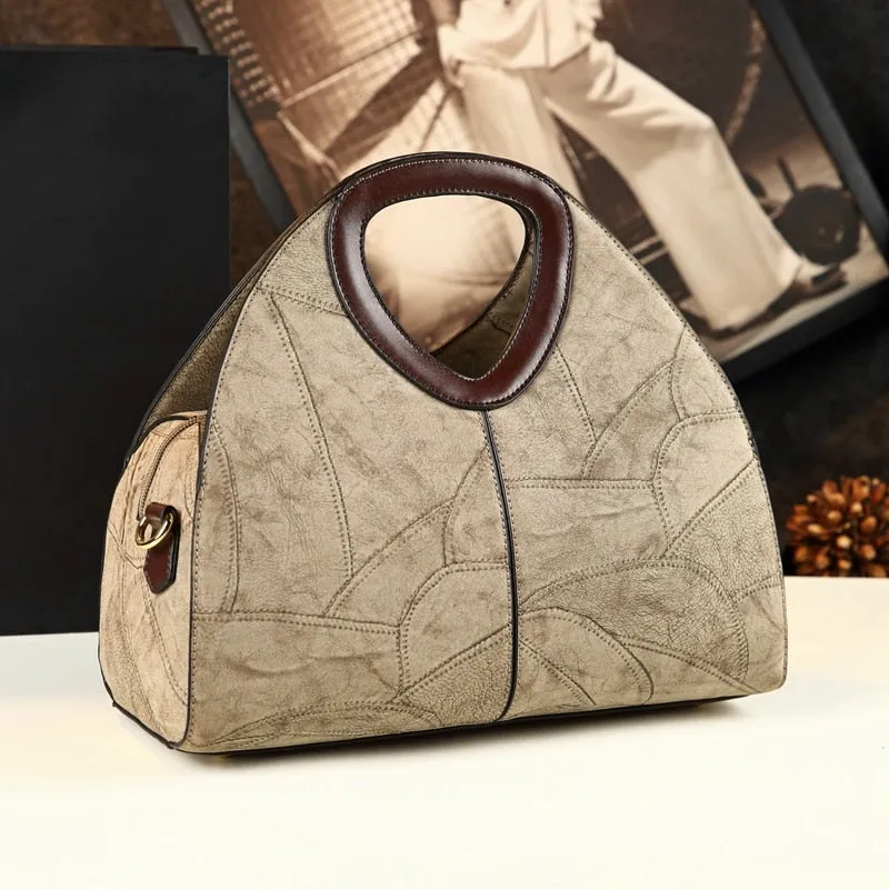 Luxury Fashion Women's Genuine Leather Portable Dumpling Tote Handbag