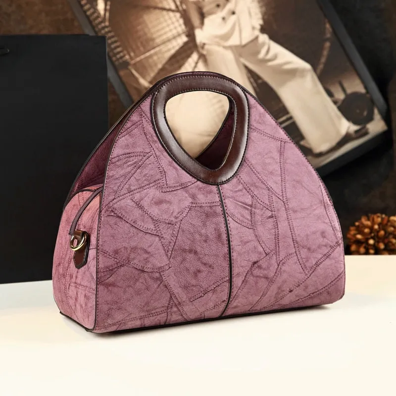 Luxury Fashion Women's Genuine Leather Portable Dumpling Tote Handbag