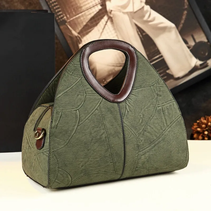 Luxury Fashion Women's Genuine Leather Portable Dumpling Tote Handbag