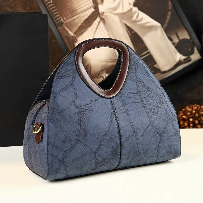 Luxury Fashion Women's Genuine Leather Portable Dumpling Tote Handbag