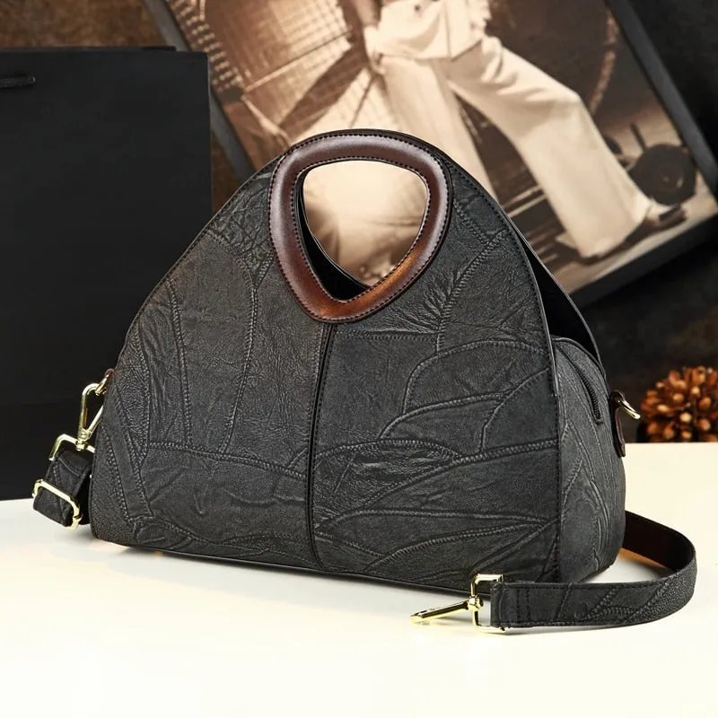 Luxury Fashion Women's Genuine Leather Portable Dumpling Tote Handbag