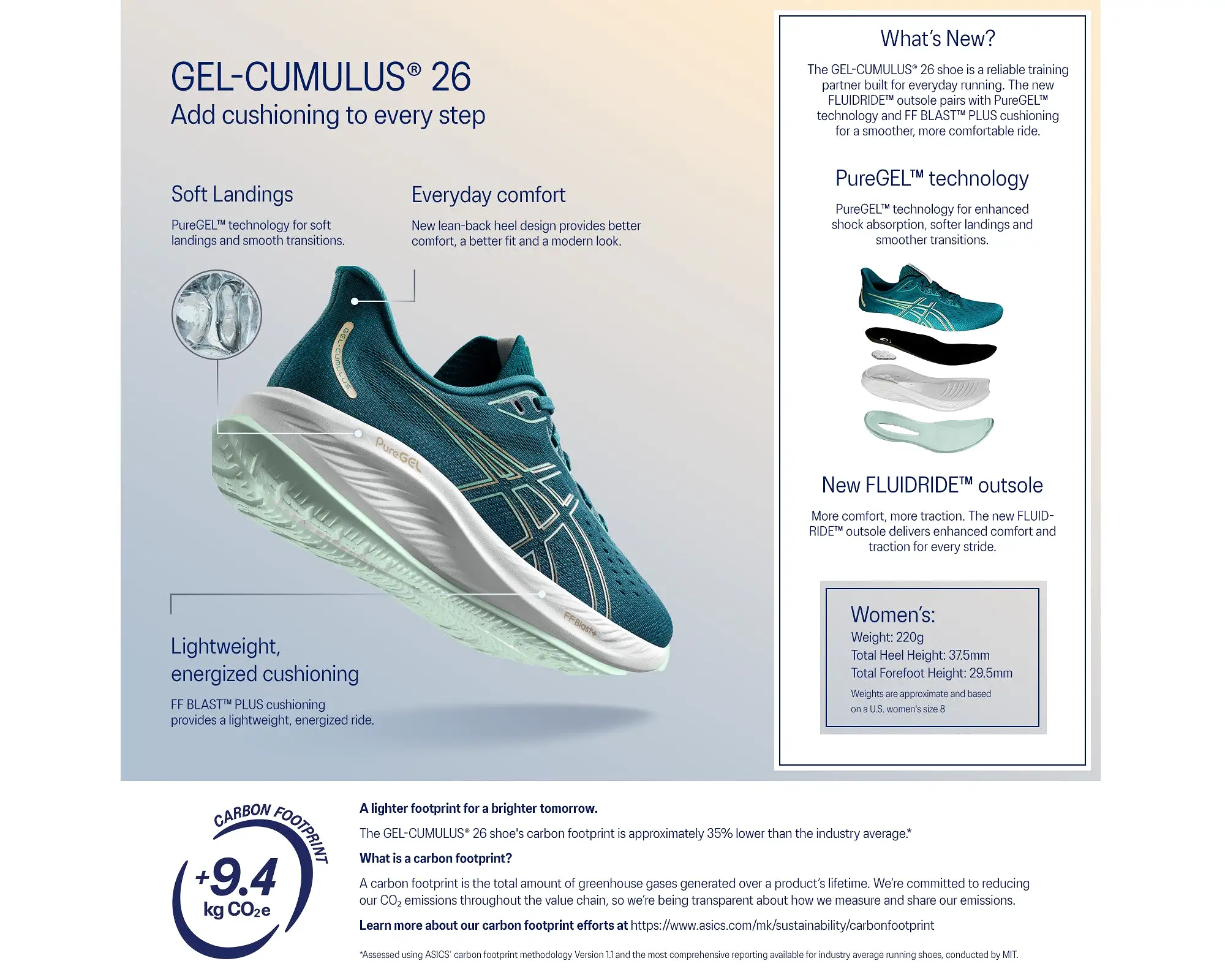 M Asics Gel Cumulus 26- 2E (Wide) Width