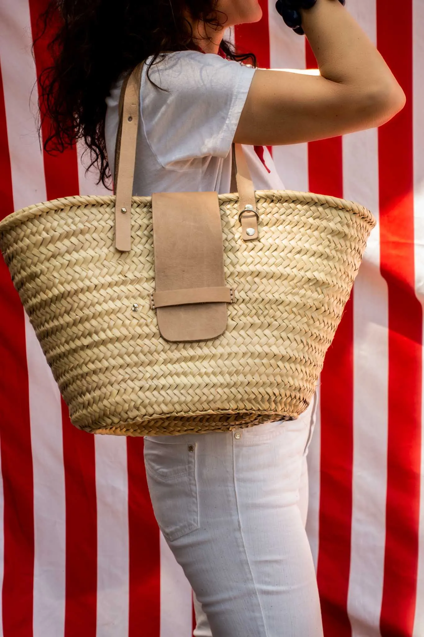 MacKenzie Raffia City Basket in Light Brown