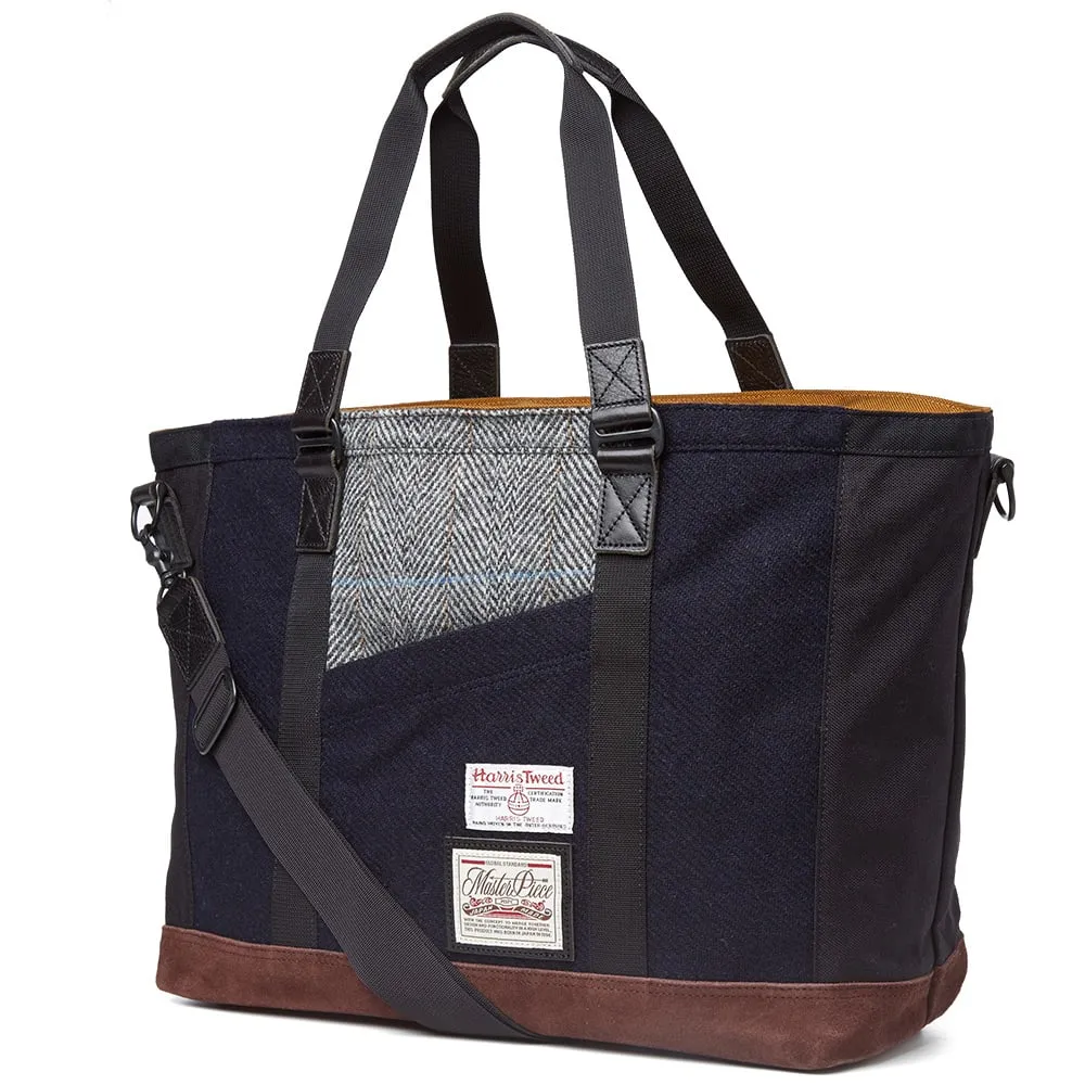 Master-Piece Harris Tweed Slash Tote BagNavy