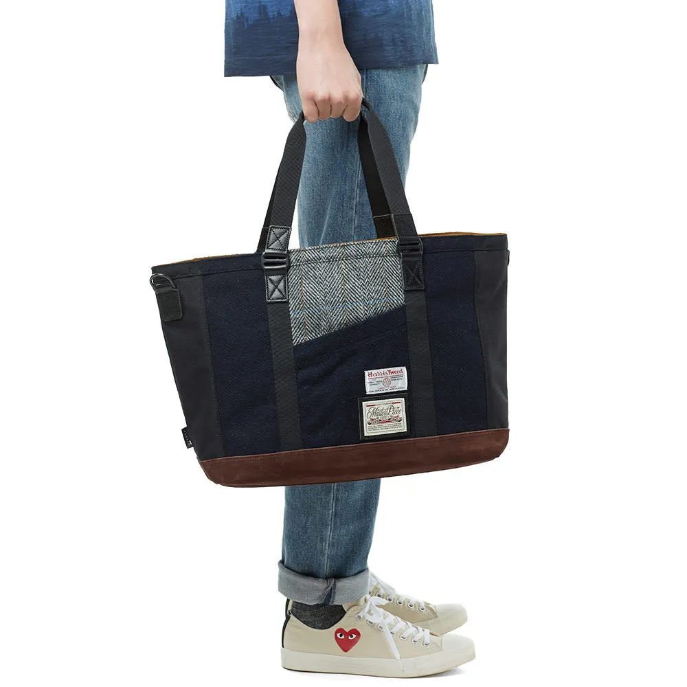 Master-Piece Harris Tweed Slash Tote BagNavy