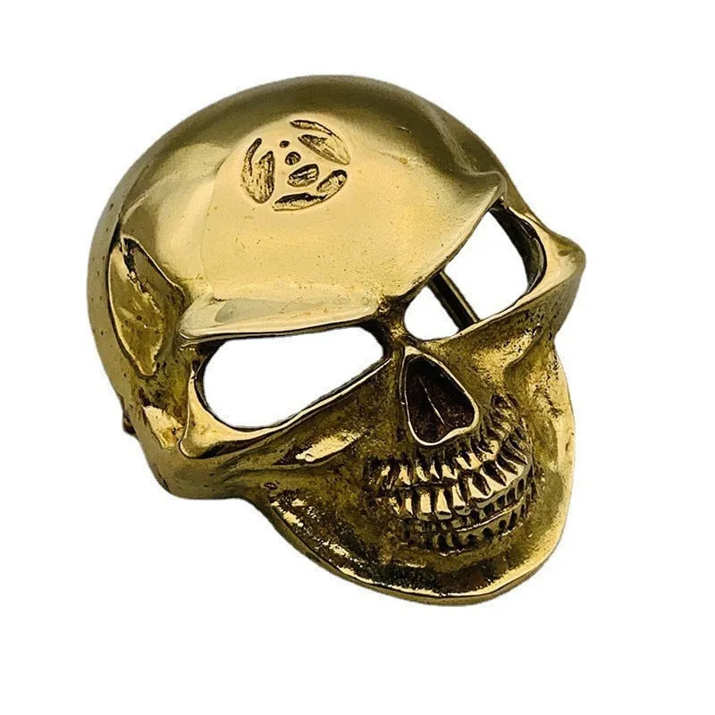 Men's Brass Metal Plating Oval Shape Eco Friendly Skull Belt Buckle