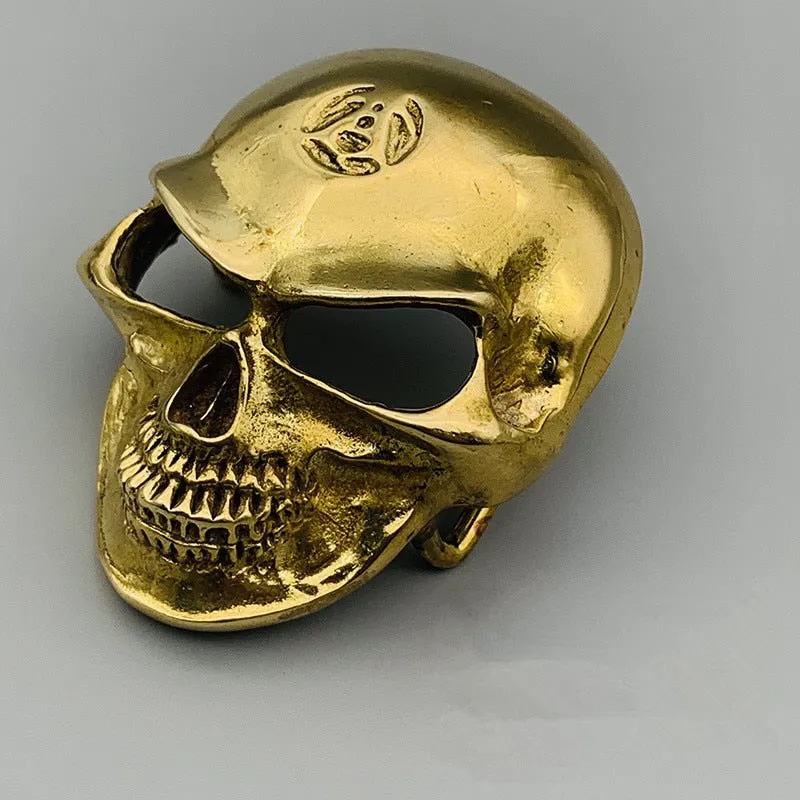 Men's Brass Metal Plating Oval Shape Eco Friendly Skull Belt Buckle