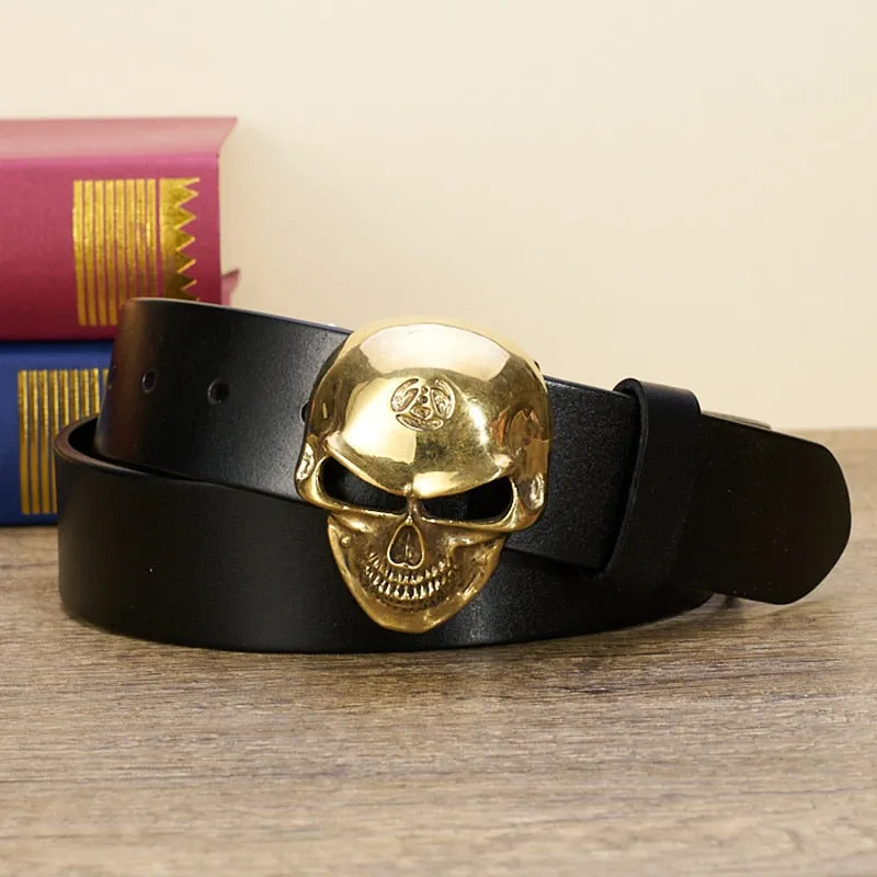 Men's Brass Metal Plating Oval Shape Eco Friendly Skull Belt Buckle