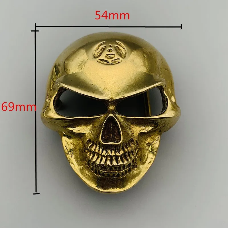 Men's Brass Metal Plating Oval Shape Eco Friendly Skull Belt Buckle