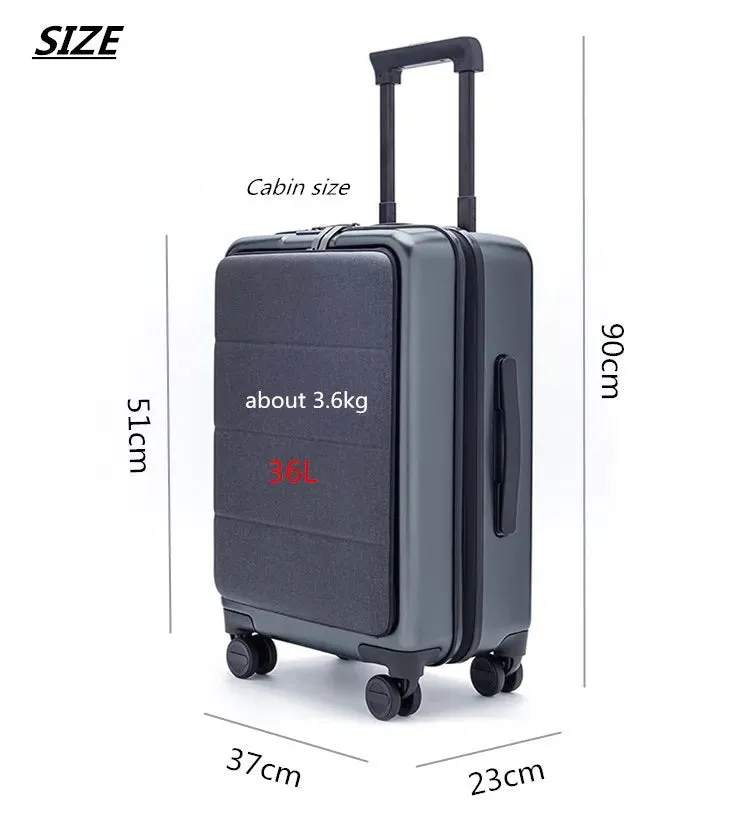 Men's Small Rolling Luggage Laptop Carry-On Travel Trolley Suitcase