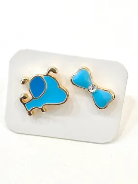 Mismatched Dog and Dog Bone Stud Earrings