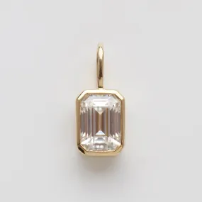 Moissanite Emerald Cut Bezel Set Pendant