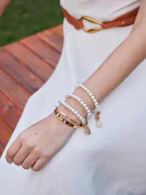 Multilayered Pearl Charm Bracelet